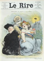 Jean-Baptiste Bienvenu-Martin (1847-1943) skiller staten fra kirken, karikatur fra magasinet Le Rire 20. mai 1905